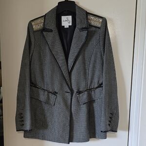 Sam Edelman Black and White Houndstooth Blazer